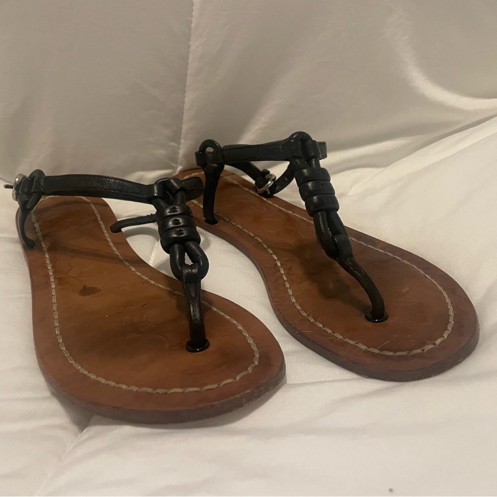 Coach Black Leather Sandals